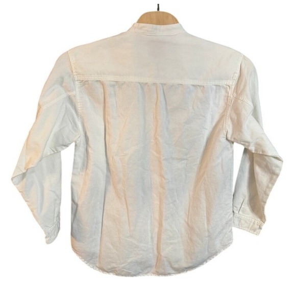 Bugle Boy Gold Crest Millennium Series White Corduroy Band Collar Shirt Mens L - Picture 2 of 8